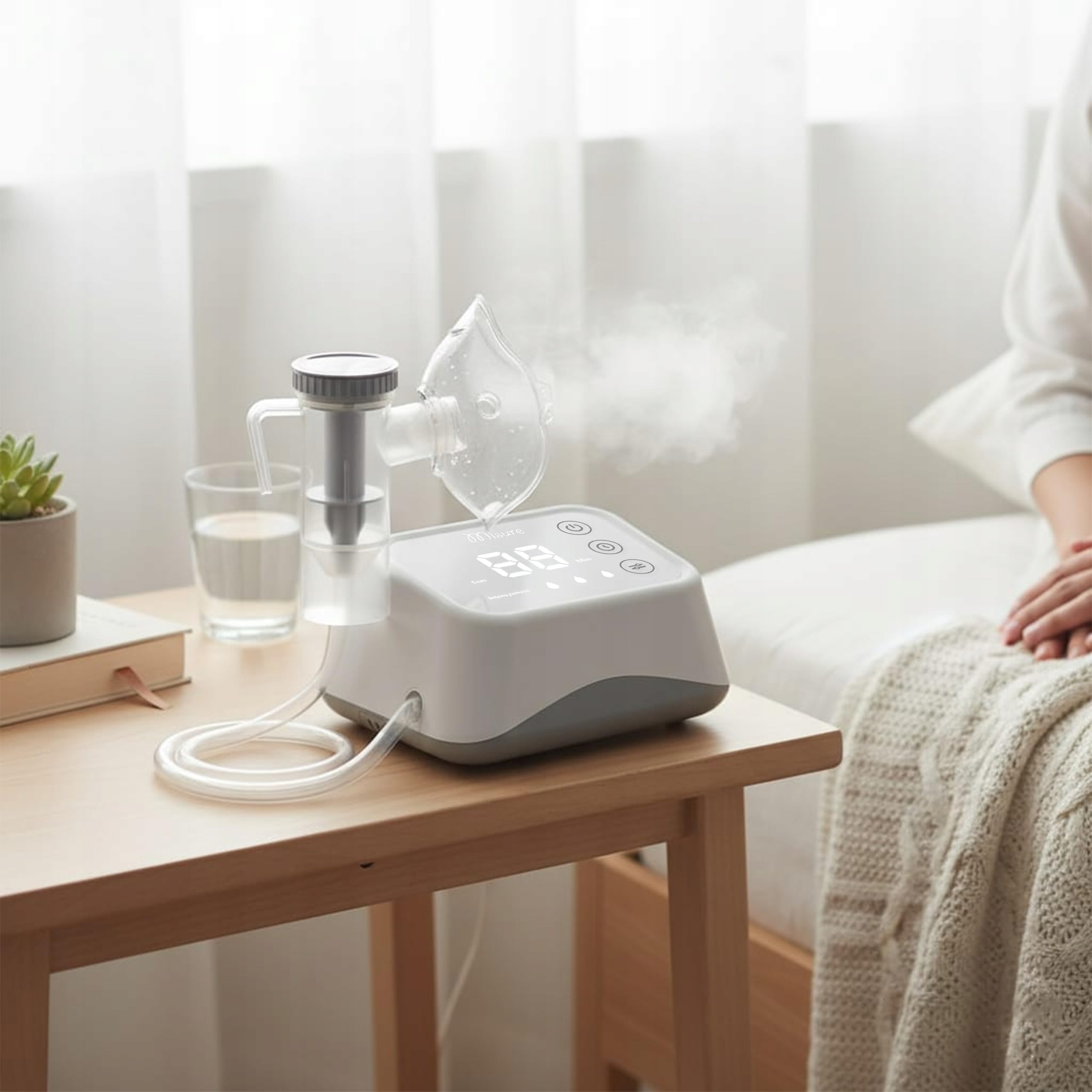 MISURE Inhalatoren - Dampfinhalatoren - Inhalationsgerät - Kompressor Inhalator Vernebler Kinder, Erwachsene - Inhaliergerät mit Timer Intensitätsregelung 2 Masken Mundstück - Aerosolgerät mit Etui