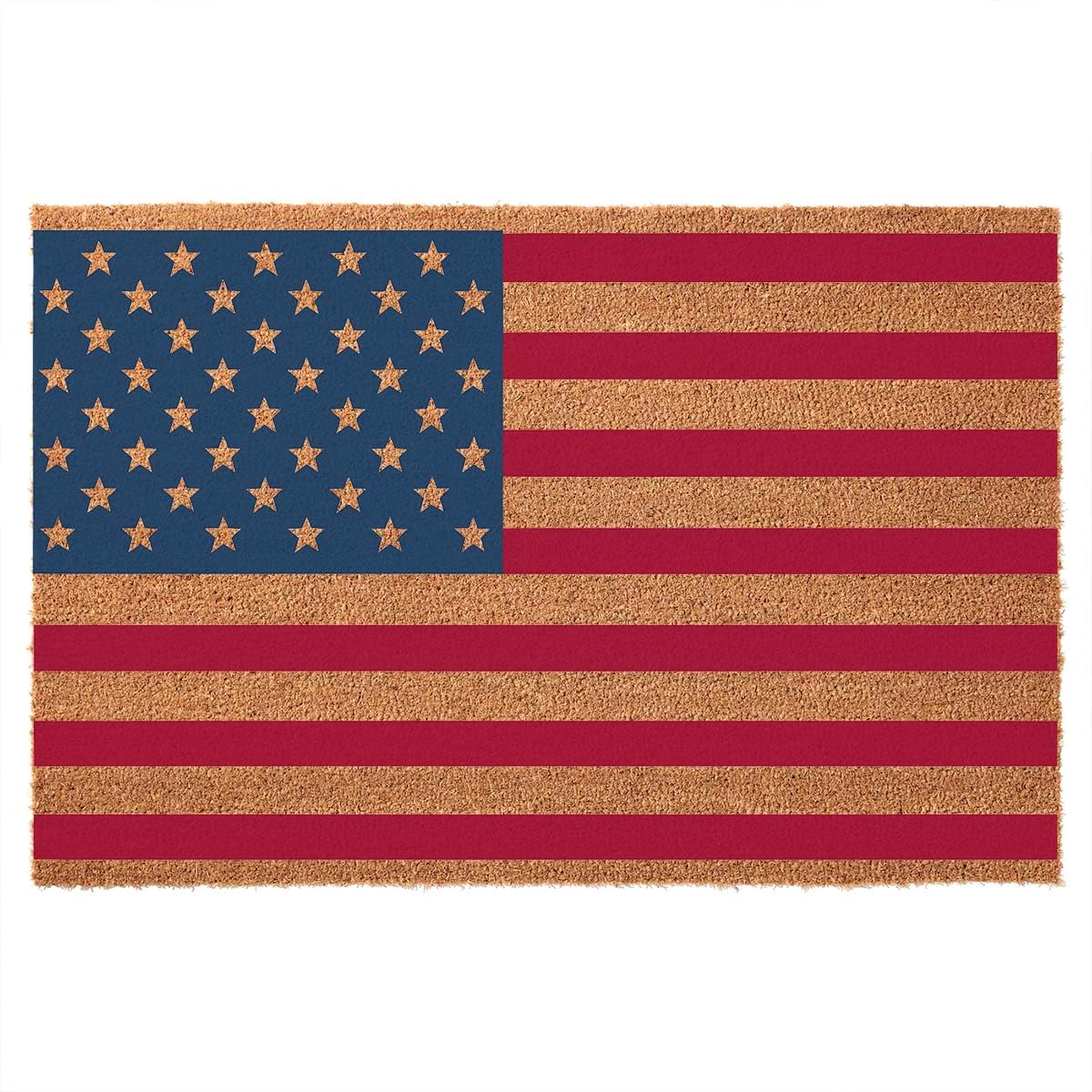Funny Coir Doormat 23.6 x 15.7 inch Personalized House Warming Gift Mat for Outside Entrance Front Porch Patio Door Non-Slip Decor (American Flag)