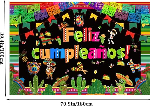 Miniatura 4 de Decoraciones de fiesta temática mexicana, suministros para fiestas, globos de guirnalda de arco, kit de arco de feliz cumpleaños, mantel de telón de