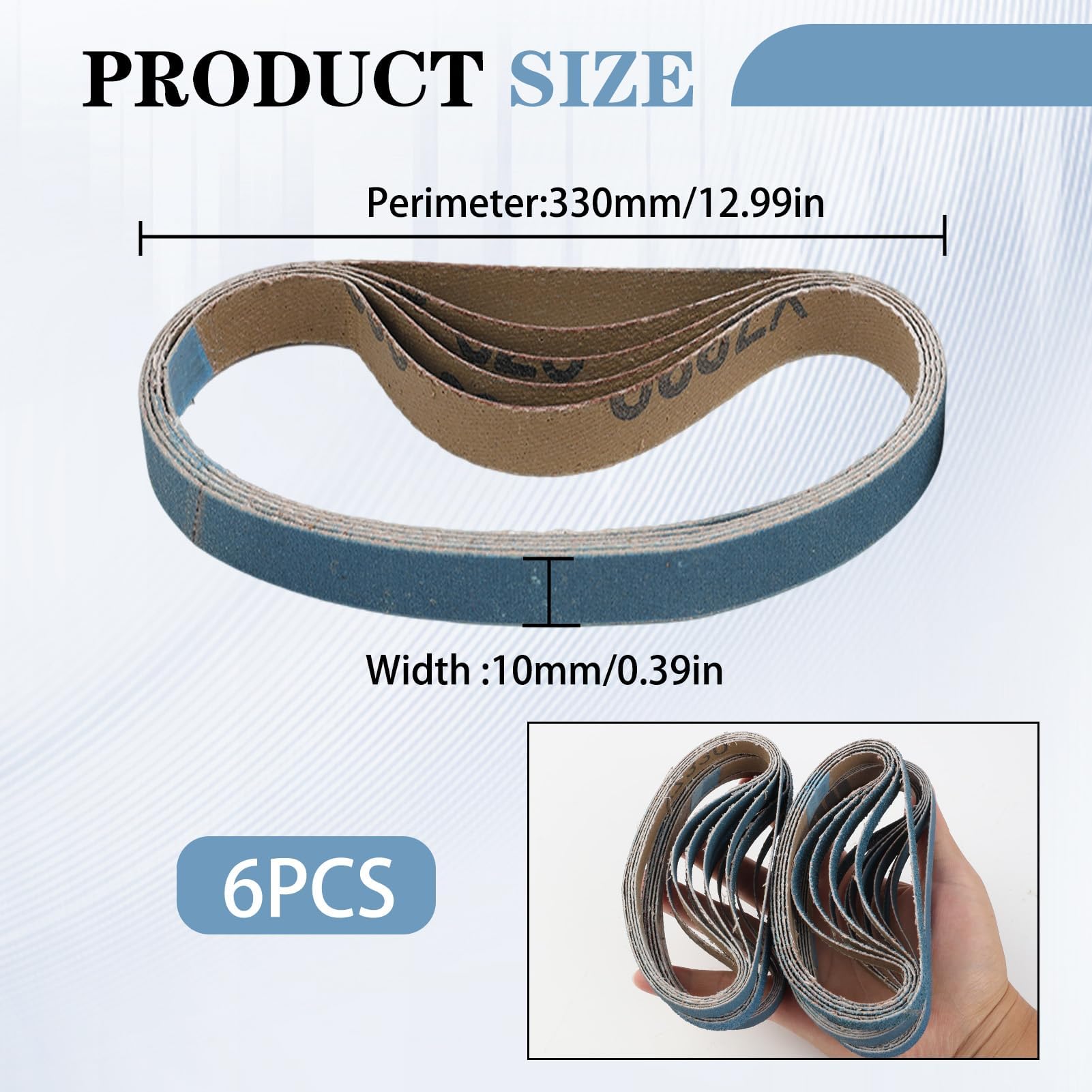 Nastri Abrasivi in Corindone di Zirconio, Set da 30 Pezzi, 10 x 330 mm, Cintura di sabbia blu Grane Multiple 60/80/100/120/240/320, per Rimozione di Ruggine e Lavorazione di Metalli e Legno