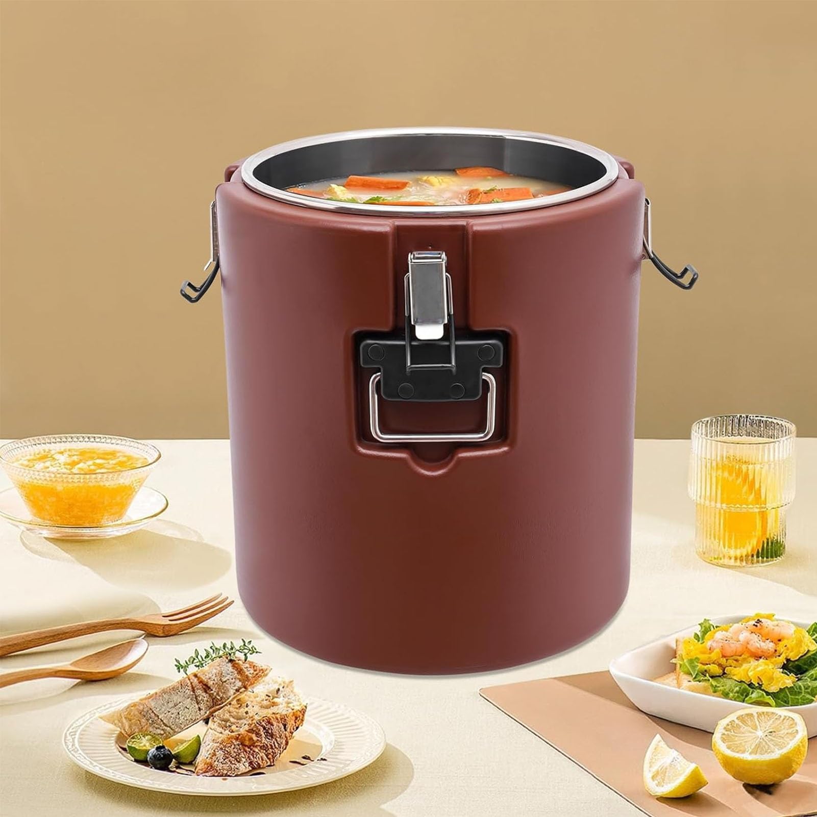 Contenitore termico per alimenti, in acciaio inox, portatile, per conservare cibi caldi e freddi, ideale per ristoranti, mense, uso domestico, capacità 20 l