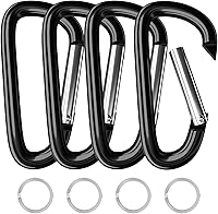 Sprookber 4" & 5" Extra Large Aluminum Carabiner Clips, Heavy-Duty Spring Snap Hooks for Keychains, Dog Leashes, Camping - Set of 4