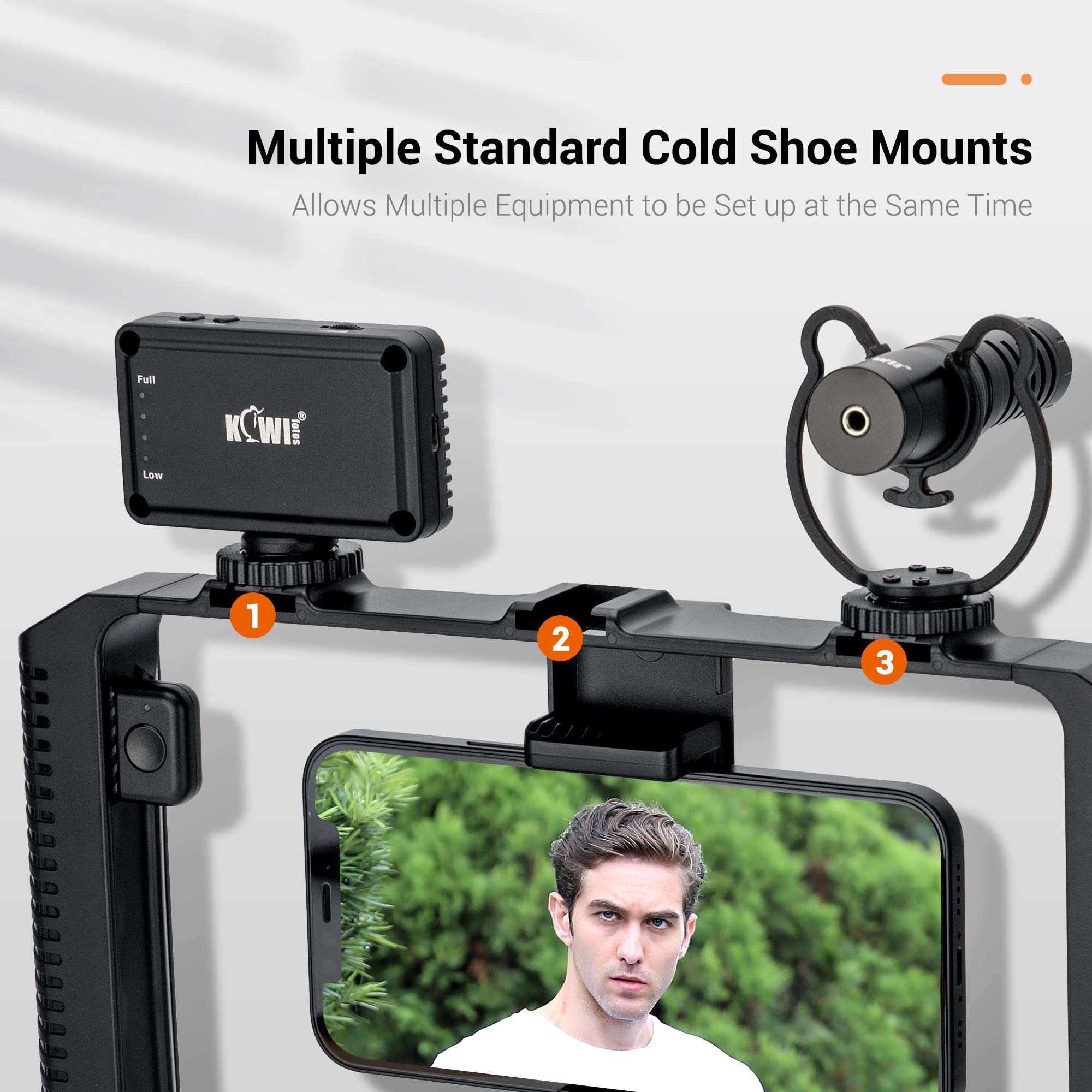 Smartphone Video Rig con Telecomando Wireless + Cinturino da Polso, Stabilizzatore Telefono per iPhone 13 12 Pro Max Andorid, Impugnatura Cage Video per Vlogging Filmmaking YouTube Tiktok Videomaker