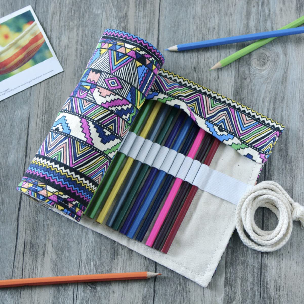 Lurrose 3stücke Slots Stifte Roll-up Organizer Waschbarer Federmäppchen Für Schüler Künstler Und Bastler Ethno-Stil Für Stifte Und Malutensilien