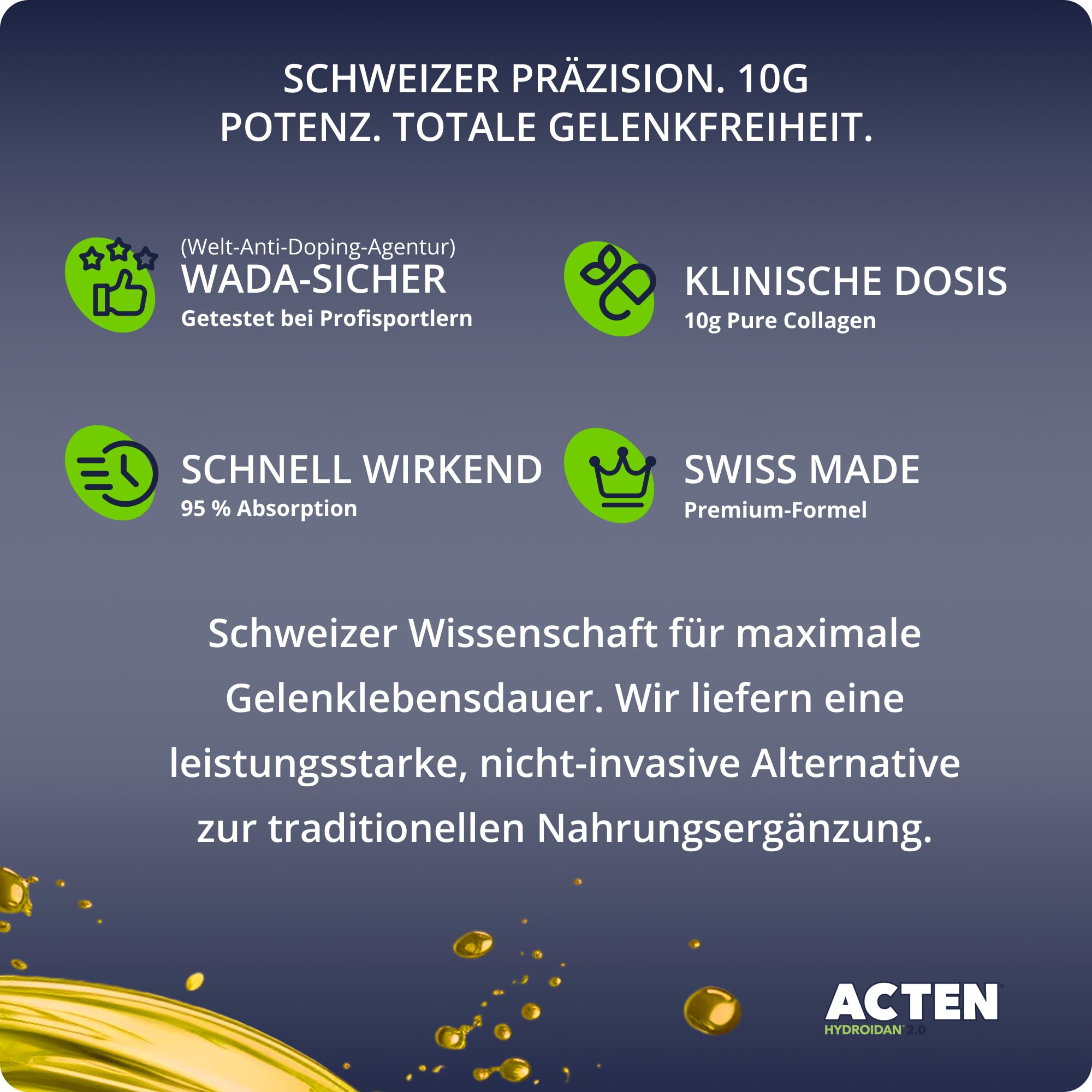 Hydroidan 2.0 Kollagengelenke Gel-Packs Zitrone-Limette Geschmack – 30 x 23 g Trinkbares Gelenkpräparat | Braunalgenextrakt + FORTIGEL-Peptid | Vitamin C & Zink | Patentierte Schweizer Gelmatrix