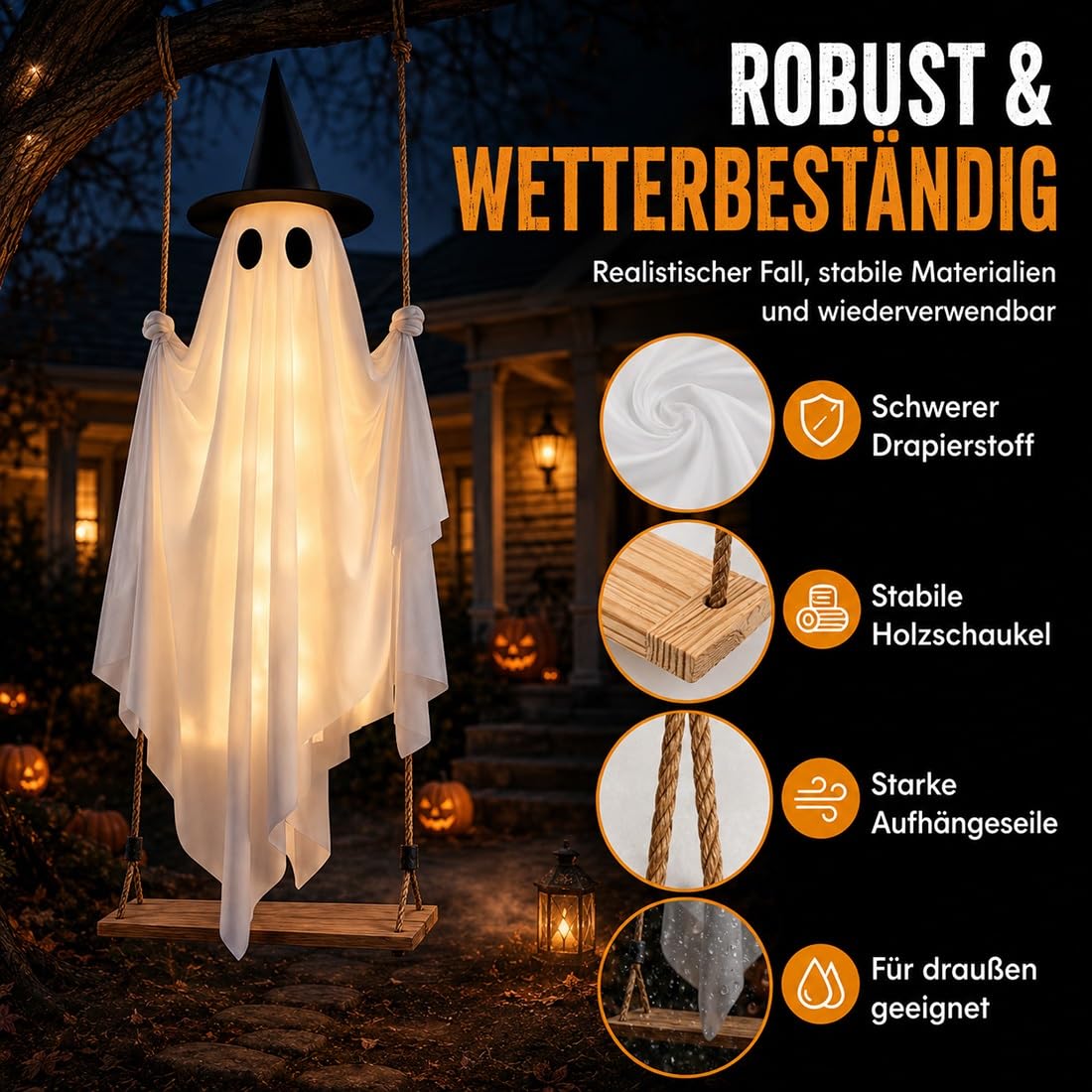 Hängender Schaukelgeist, Halloween Geist Schaukel, Geist Auf Schaukel