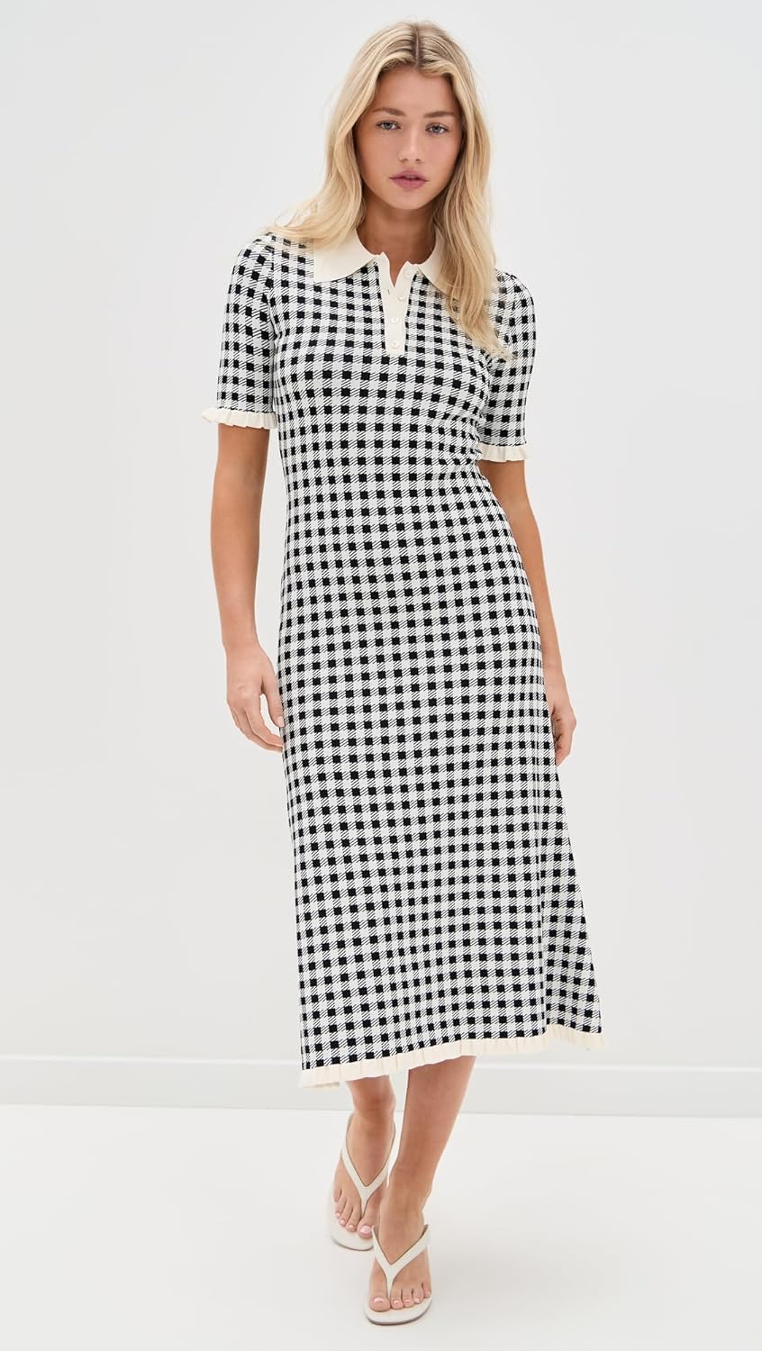 Sea Women's Saige Gingham Knit Midi Dress - Image 2