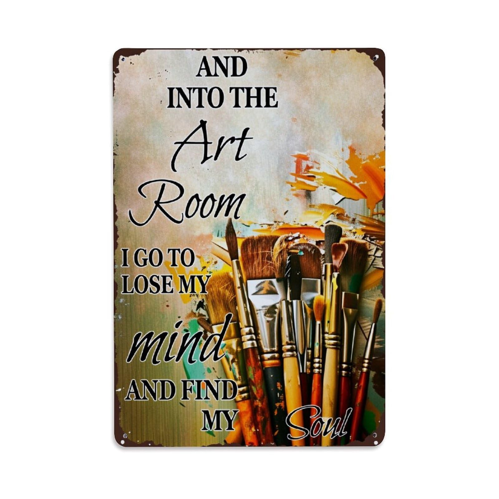 Enderetf Vintage Art Room Paint Brushes Soul Tin Sign Metal Poster, Home Bar Garage Man Cave Cafe Indoor & Outdoor Wall Decoration 8X12inches