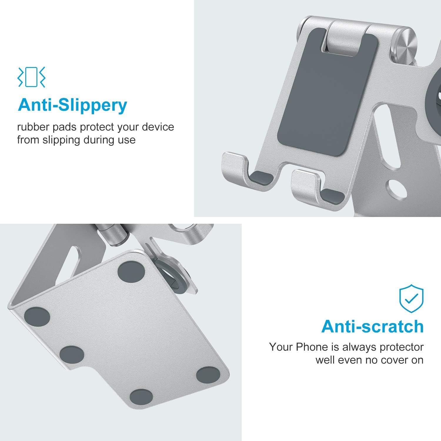 OMOTON Stand Compatible with Phone and Watch, Silver