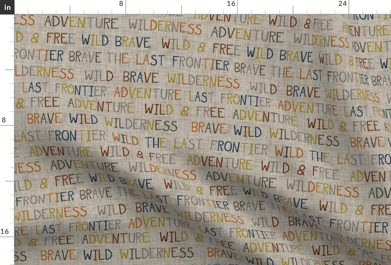 Spoonflower Fabric - Adventure Wilderness Words Coordinates Outdoor Wild Free Script Scene Printed on Minky Fabric by The Yard - Sewing Baby Blankets Quilt Backing Plush