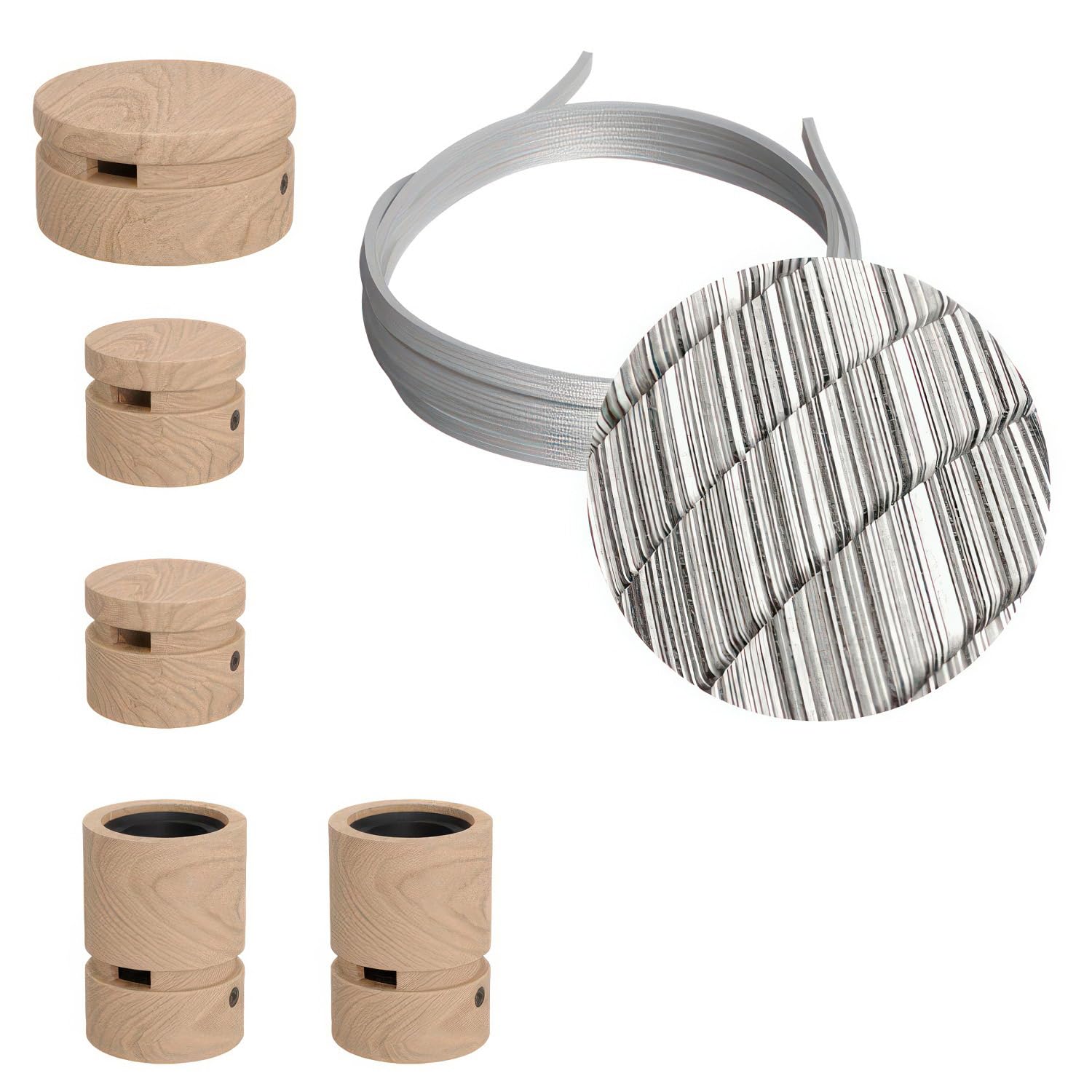 creative cables Kit Wiggle Filé System - con 3m cable textil guirnalda y 5 accesorios de madera - ECC37