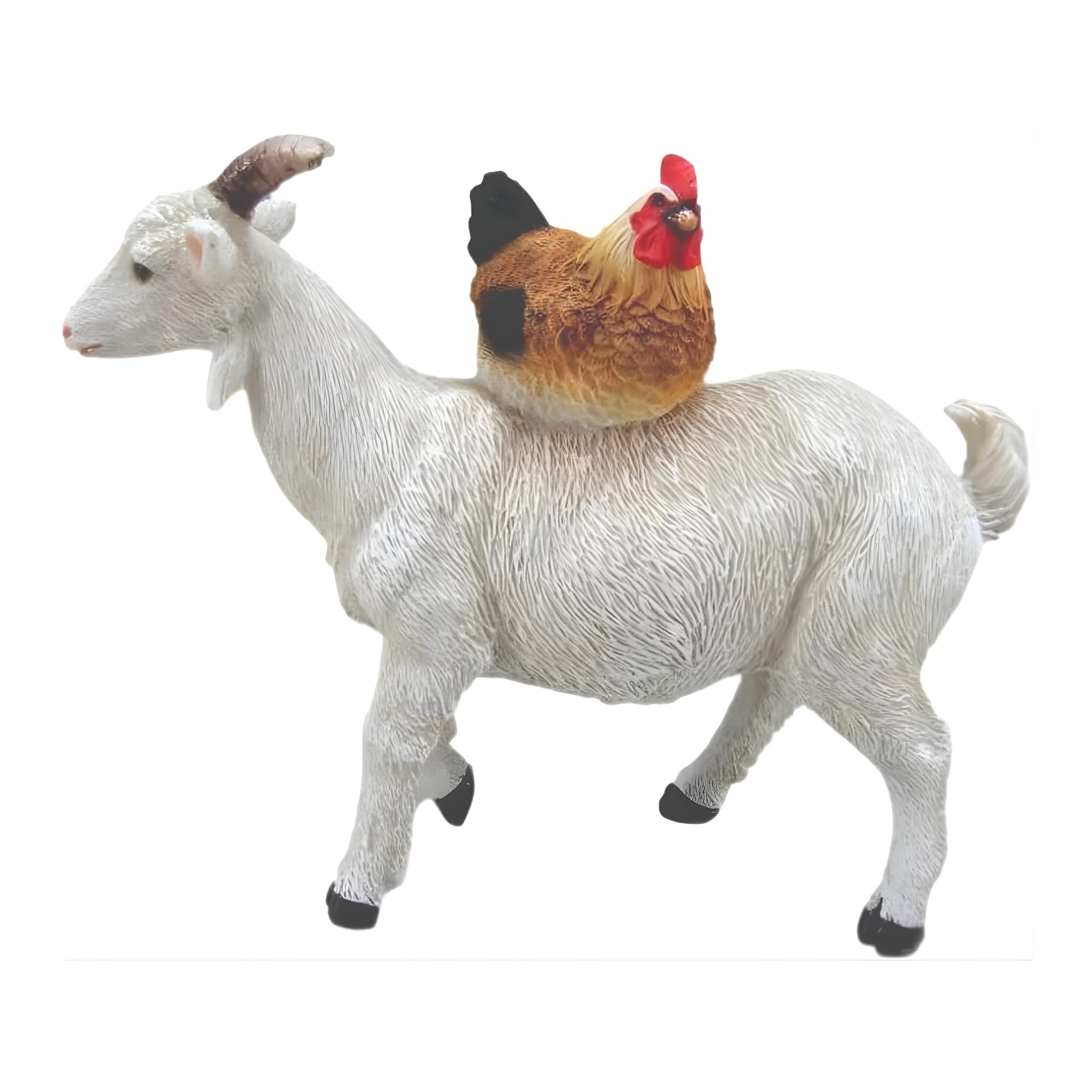 Distinctive Designs 6.5" Resin Hen and Goat Figurine - Farmhouse Home Decor - Goat for Farmhouse, Country, or Cabin Decor