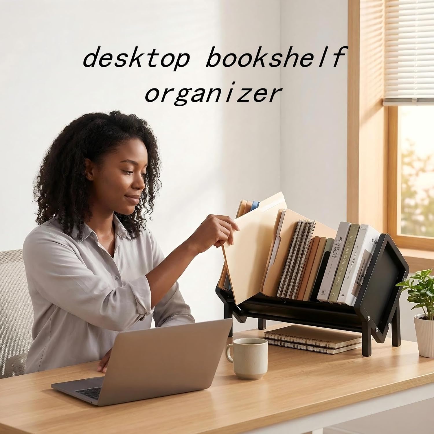 Cook Book Stand for Kitchen Counter, Cookbook Organizer Recipe Book Holder, Small Book Shelf, Portable Mini Bookcase for Book Display, Cookbooks, Kids Reading, Office & Home Storage, Black