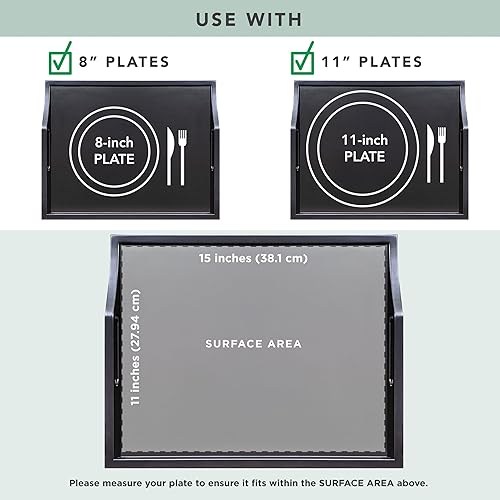 Miniatura 3 de ROSSIE HOME Bandeja de madera para cama  Juego de dos  con cesta de almacenamiento de jacinto  Buffalo Check  Se adapta a portátiles de hasta 15.6