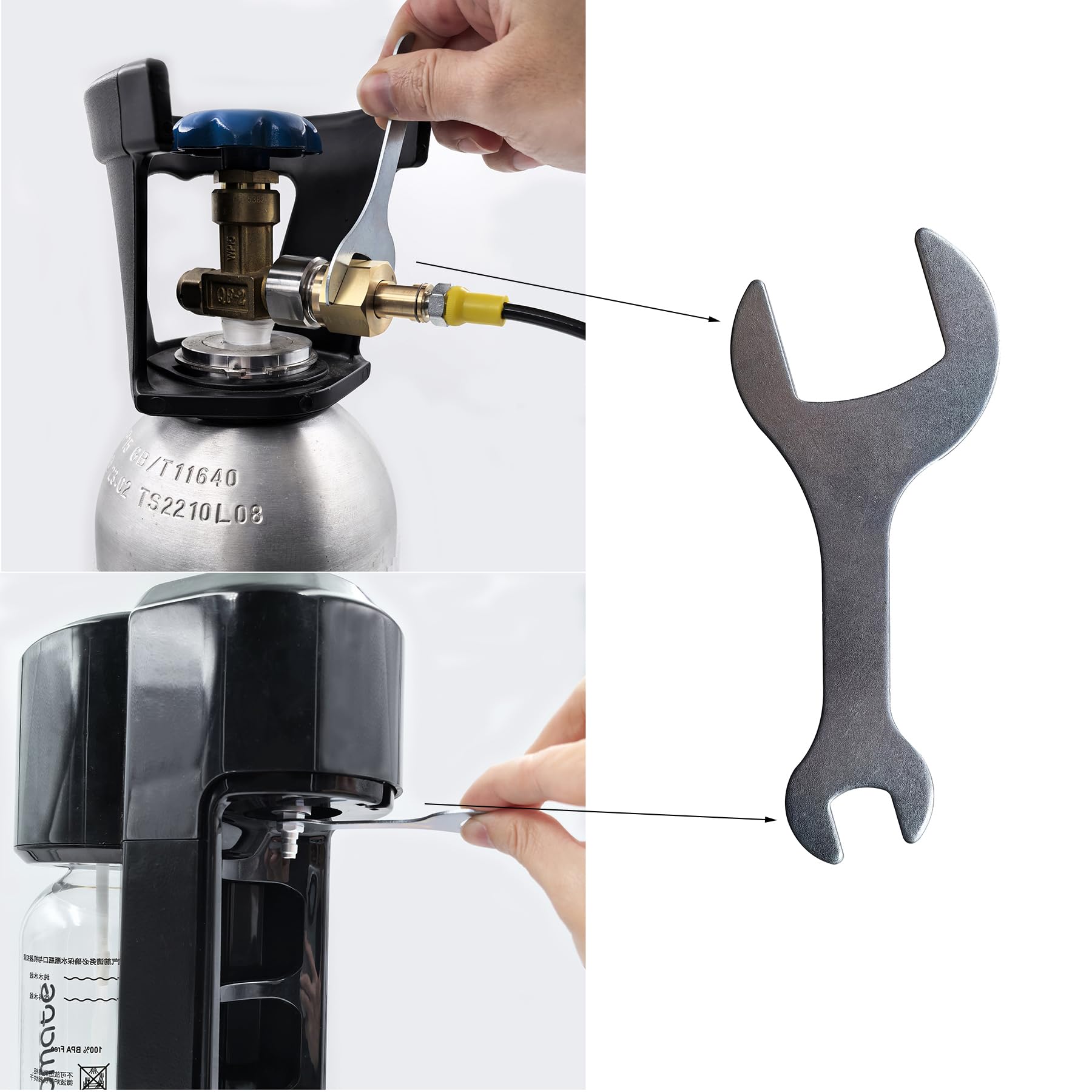 DRYHTEN Soda Wasser Maker Maschine Kohlendioxid Füllstation Adapter TR21-4 für externen CO2 Tank mit 1 Meter / 2,5 Meter Schlauch Kit und 8 mm Male Schnellverbinder (Rohrlänge 2.5 m)