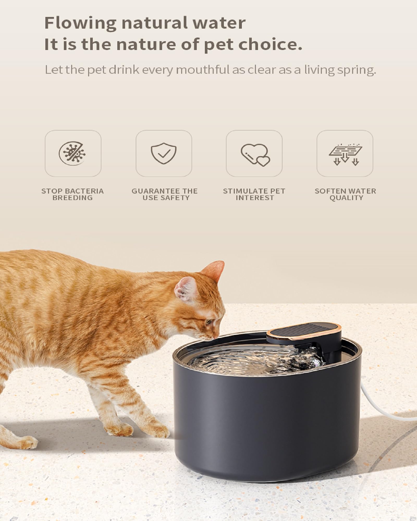 Dogbed4less Pet Water Fountain with Automatic Three-Layer Circulation Filtration Purification Water Dispenser and Smart Quiet Pump for Cats, Dogs, Multiple Pets - Large 101oz/3L - image 8