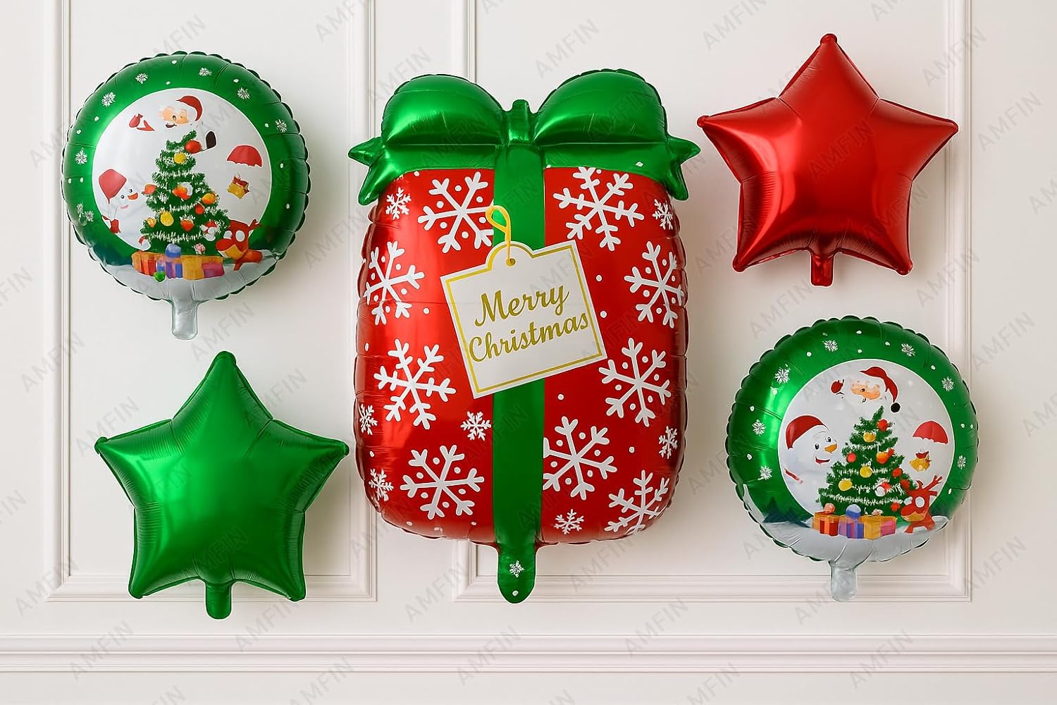 AMFIN® (Pack of 5) Christmas Foil Balloon | Merry Christmas Gift, Star & Santa Tree Balloons | Festive Holiday Party Decorations, Kids Xmas Supplies AMFIN® (Pack of 5) Christmas Foil Balloon | Merry Christmas Gift, Star & Santa Tree Balloons | Festive Holiday Party Decorations, Kids Xmas Supplies