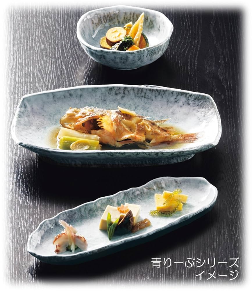 Amazon.co.jp: 萬古焼 青りーぶ アワビ鉢 大 ボウル 皿 直径約