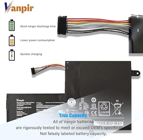 Miniatura 3 de L14M3P21 - Batería para laptop de 11.1 V, 45 Wh, 4050 mAh, repuesto para Lenovo IdeaPad 310S 320S 500S 510S 520S Edge 2-1580 Flex 3 1470 1480 Flex 4