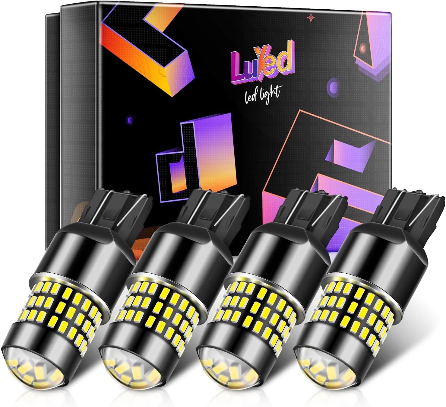 LUYED 4 X 900 Lumens Super Bright 3014 78-EX Chipsets 7440 7441 7443 7444 992 Led Bulb with Projector for Back Up Reverse Lights,Turn Signal Lights,Brake Lights,Xenon White
