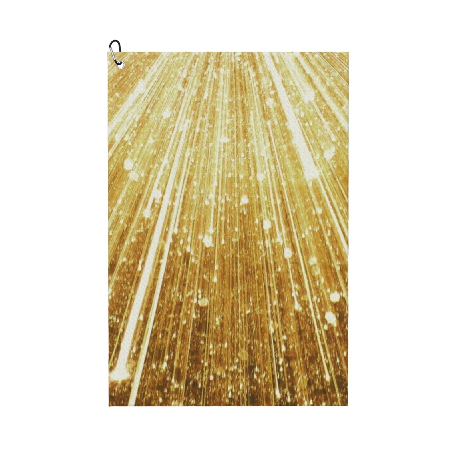 Hnnkloy Gold Bling Printed, 16x24 in Portable Waffle Golf Towels with Carabiner Clip for Golf Bag