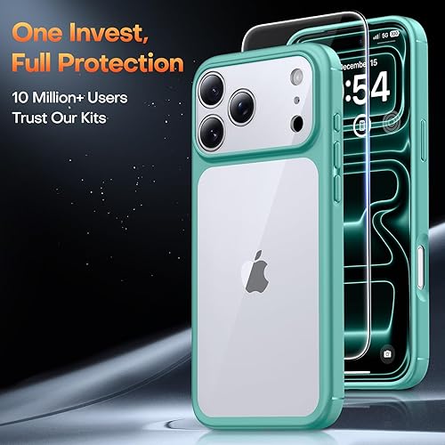 Miniatura 825 de TAURI Funda 3 en 1 para iPhone 13 Pro, [no amarilla] con 2 protectores de pantalla, funda delgada a prueba de golpes para iPhone 13 Pro, color negro