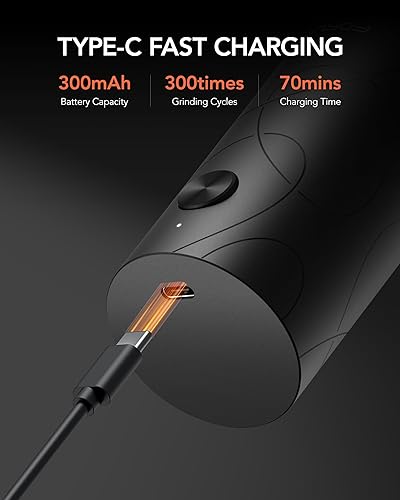 Miniatura 2 de FORLIM Juego de molinillo eléctrico de sal y pimienta, recargable por USB, molinillo automático de sal y pimienta con cubierta para el polvo,