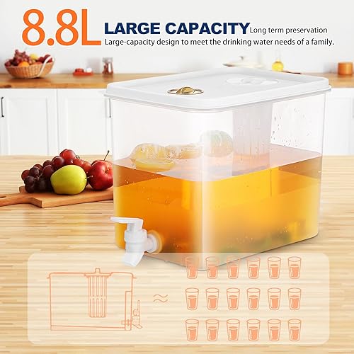 Miniatura 9 de Dispensador de bebidas para nevera con espita de plástico jugo limonada recipiente de té helado para reuniones familiares y fiestas