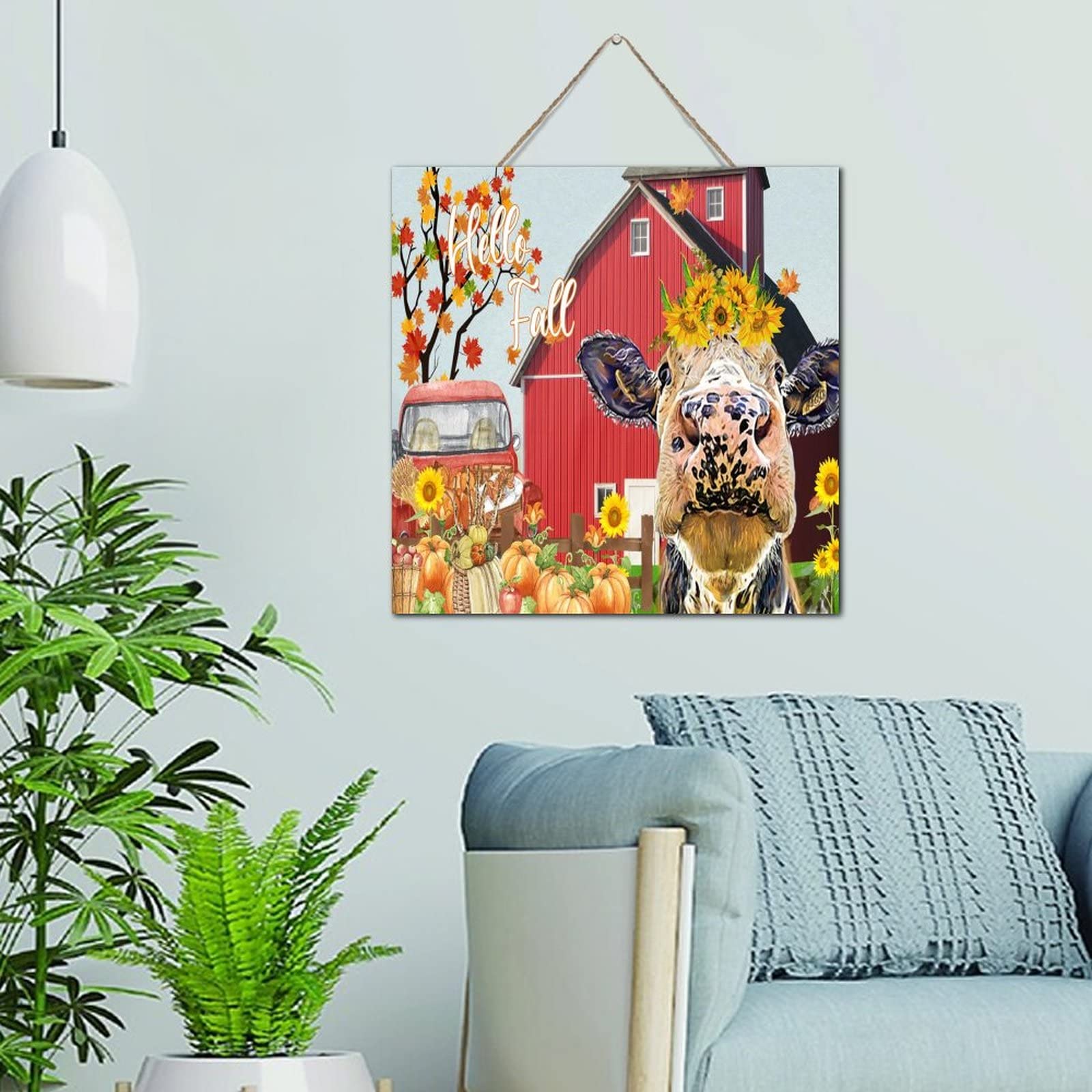 Bois de palette pour décoration murale d'automne Hello Fall 30cm