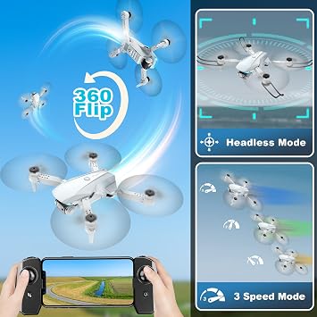 Oddire Drone with Camera - Drones for Adults with 2 Batteries, Carrying Case, 1080P HD Foldable Drone with Stable Hover, Trajectory Flight, Gravity Control, One Key Take Off/Land, 3D Flip, Toys