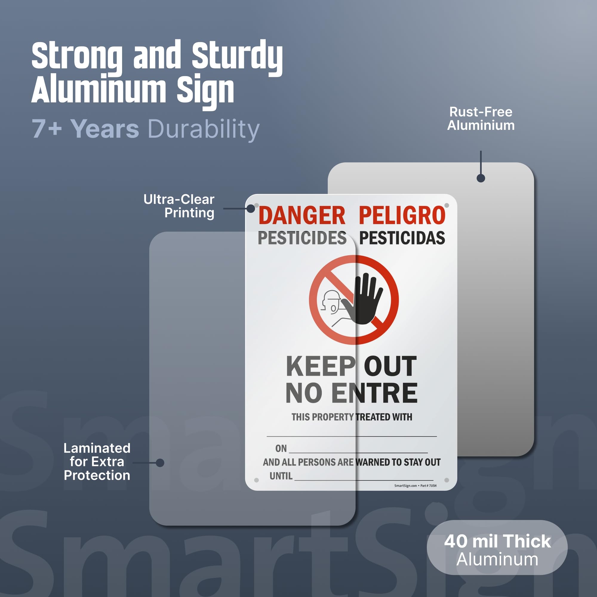 SmartSign "Danger - Pesticides, Keep Out" Bilingual Sign | 10" x 14" Aluminum — Amazon image 5
