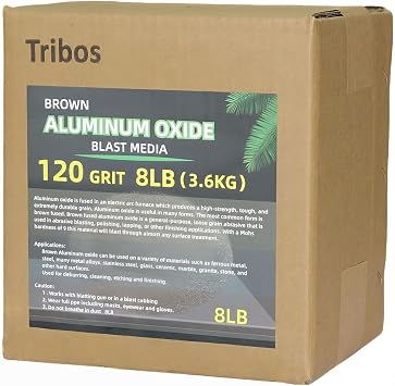 Aluminum Oxide Blasting Media Sand Blasting Media for Sand Blasters 80/100/120/220 Grit for Metal, Glass & Ceramic Tribos Brown Fused Alumina 120Grit