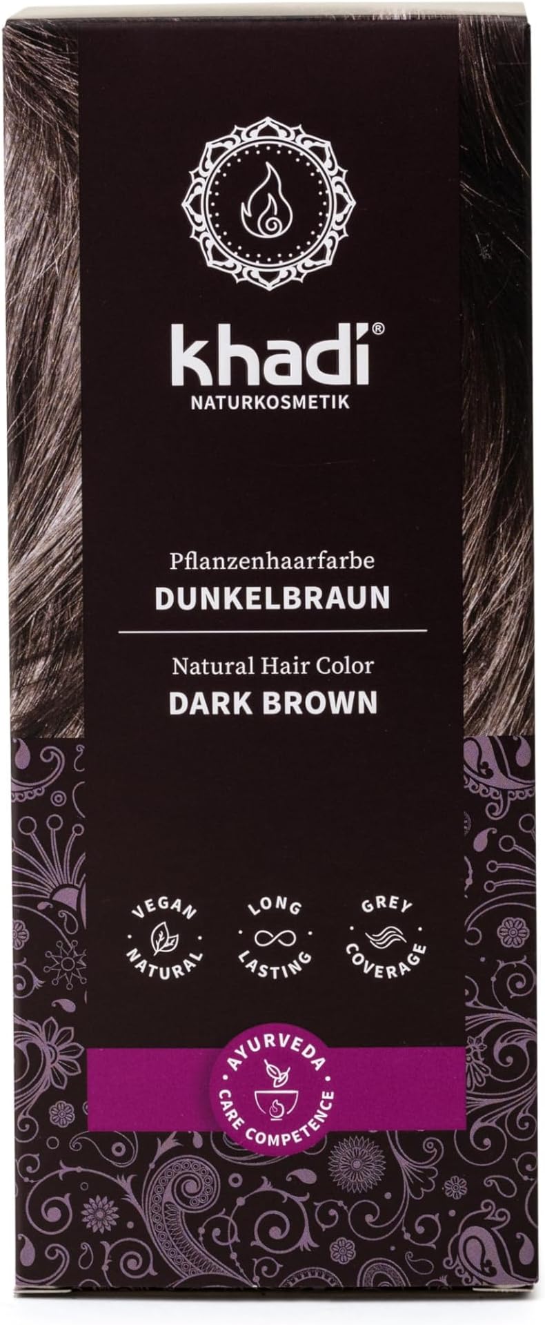 DARK CASTANO VEGETABLE HAIR COLOR - Dye for intense and shiny dark brown to intense black brown - 100% vegetable and natural - 100 g