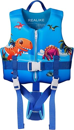 Miniatura 8 de REALIKE Chaleco de natación para niños pequeños, correa de seguridad ajustable, ayuda para nadar para niños pequeños, traje de baño flotante,