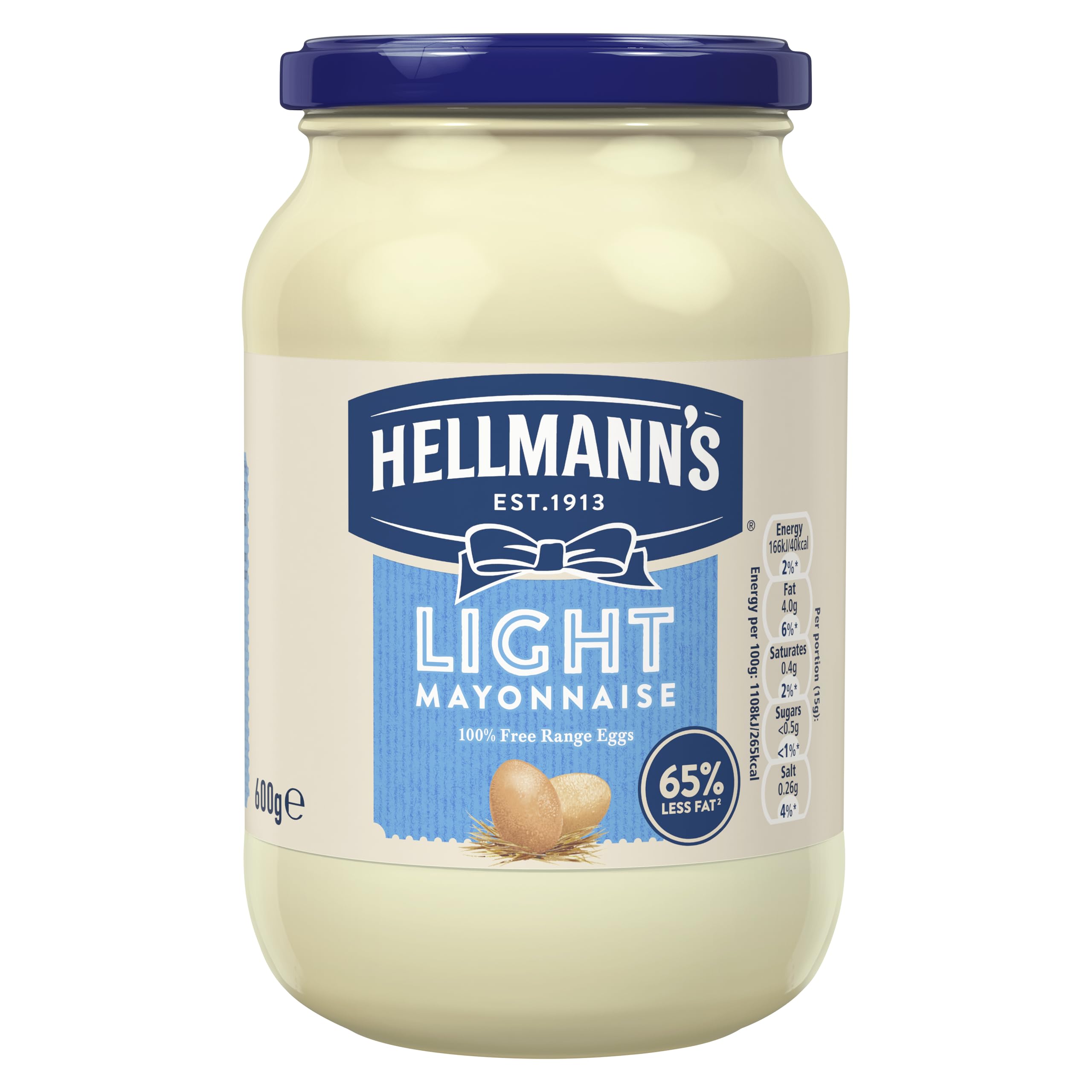 Hellmann's Light Mayonnaise made with 100% free-range eggs light mayo with 65% less fat* 600 g