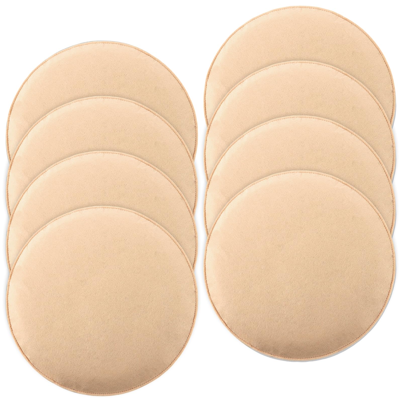 APACALI 8 cuscini rotondi in feltro antiscivolo, 35 cm, con gommini antiscivolo, per tutti i tipi di sedie, per interni ed esterni, beige