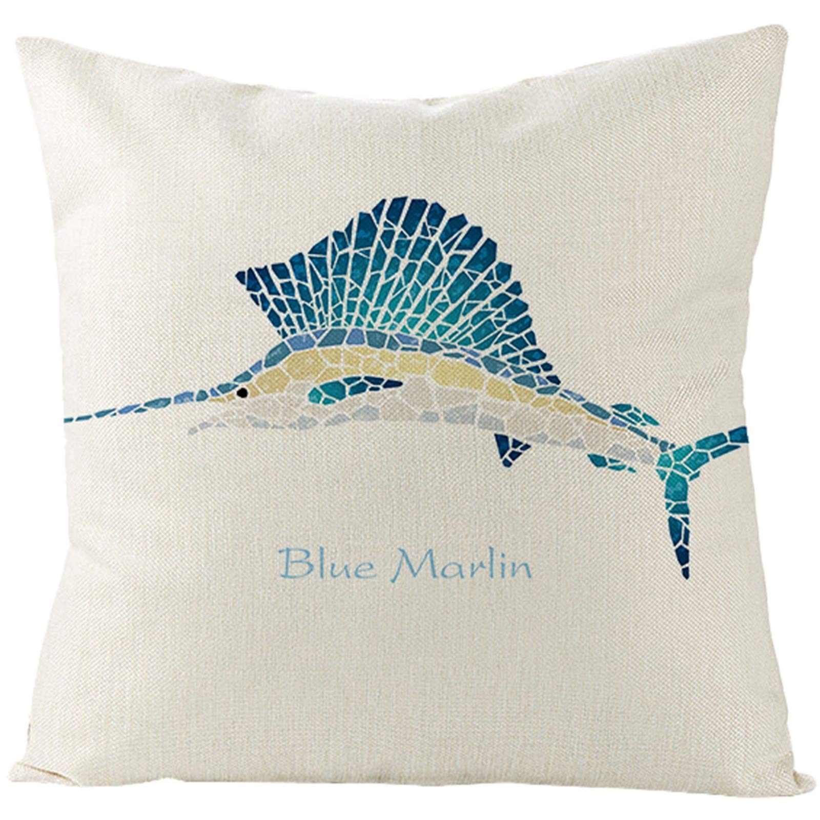 Smooffly Federa per cuscino beige colorata con pesce decorativo per la casa per uomo/donna soggiorno camera da letto divano sedia 45 x 45 cm federa 45 x 45 cm