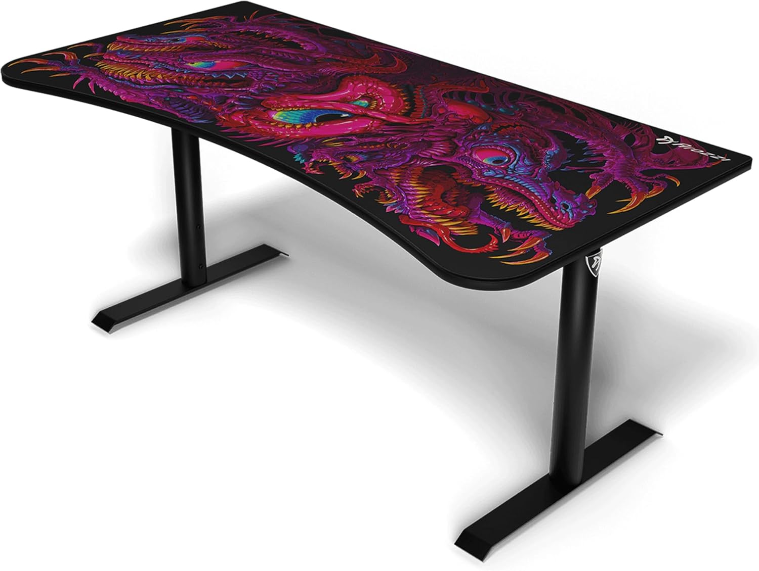 Arozzi Arena Special Edition Ultrawide Curved Gaming and Office Desk with Full Surface Water Resistant Desk Mat Custom Monitor Mount Cable Management Cut Outs - Crawling Chaos