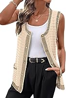 Dokotoo Women's 2026 Sleeveless Button Down Cardigan Sweater with Pockets - Casual Round Neck Knit Top