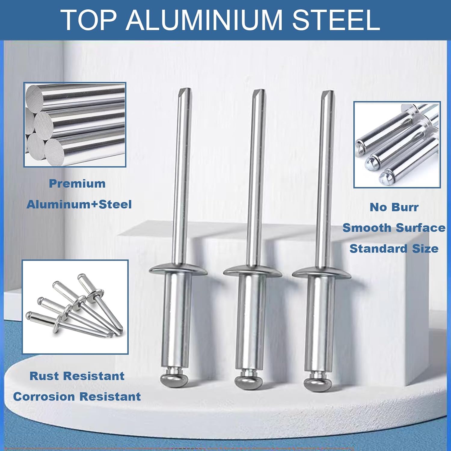 620Pcs Pop Rivets Assortment Kit, 14 Sizes Aluminum Blind Rivets (3/32" 1/8" 5/32" 3/16" 1/4") with 304 Stainless Steel Pop Rivet Washer, Assorted Blind Rivets