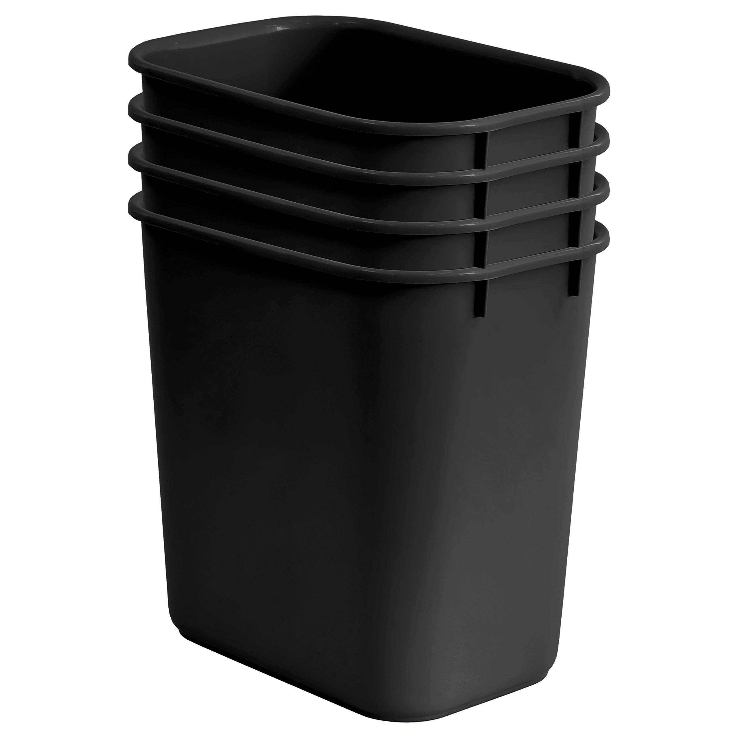Acrimet Cestino per rifiuti, Bidone da scrivania, 6,75 Galloni/27 Quart/24 Litri (Plastica) (Colore Nero) (Set di 4)