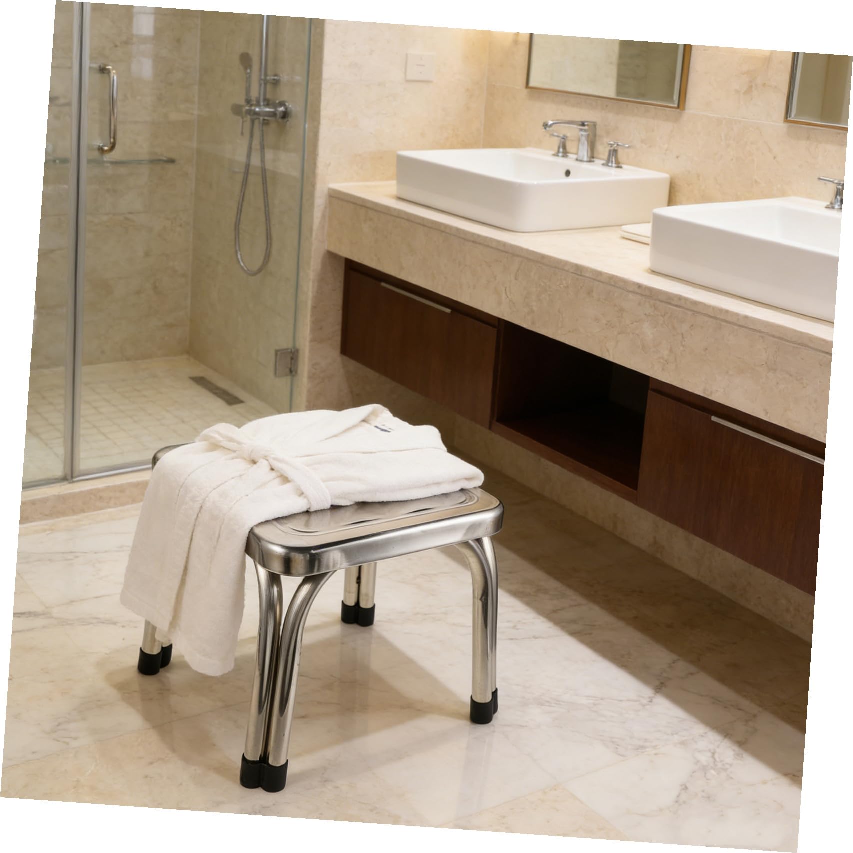 Taburete y Limpieza Fácil de Ducha Antideslizante de Acero Inoxidable Estabilidad Mejorada Asiento Compacto para Baño Adecuado para Personas Mayores Hogar