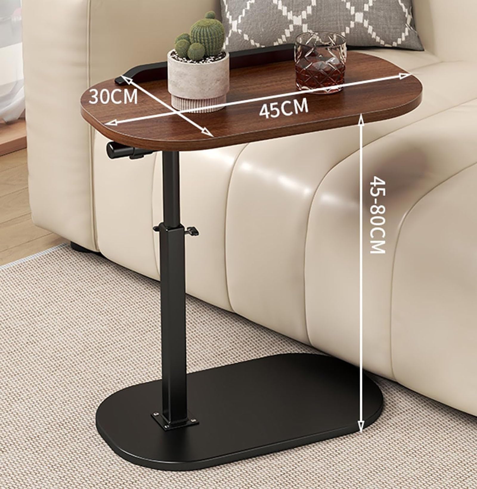 Table D'appoint Réglable, Table à Plateau Pivotant à 360°, Table D'appoint Pour Ordinateur Portable Avec Plateau Inclinable, Petites Tables D'appoint Pour Le Salon, Table Basse En Forme De C Pour Cana