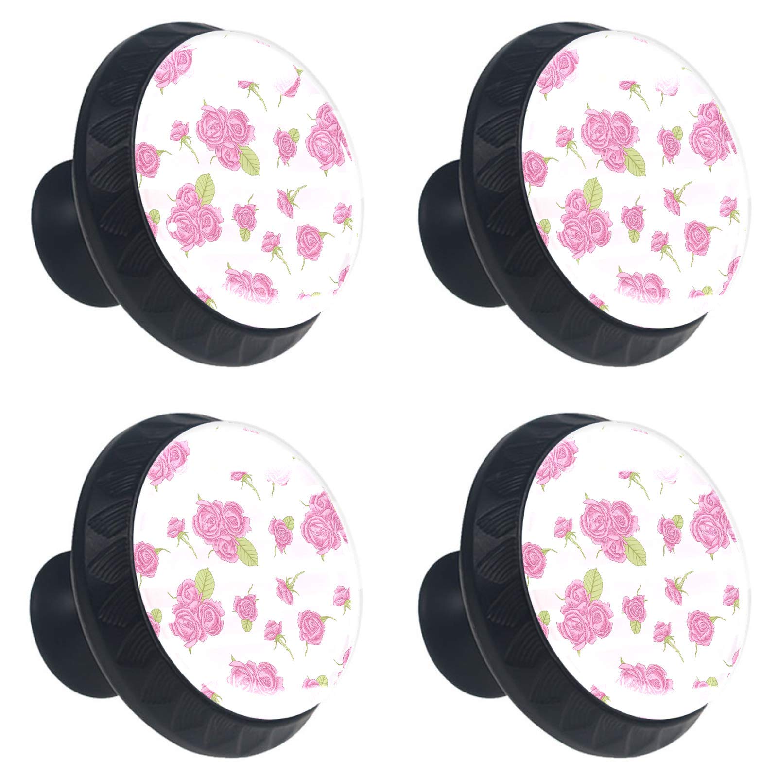 Boutons de tiroir en verre roses poignées de meuble 30mm pour commode maison