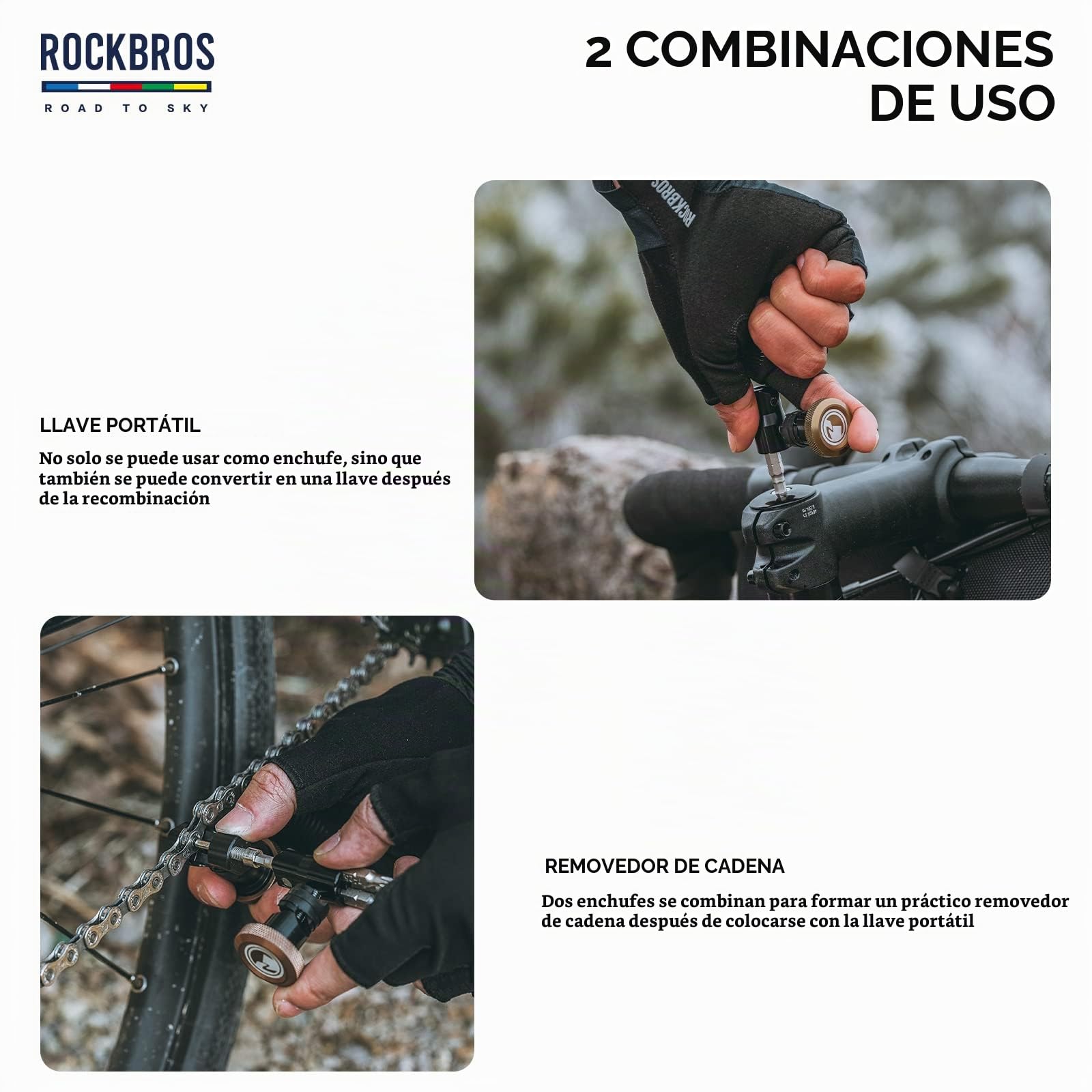 ROCKBROS Road to Sky Multiherramienta Bicicleta 5 en 1 Herramientas de Reparación Multifunción Mantenimiento Herramientas para MTB Bicicleta Carretera BMX