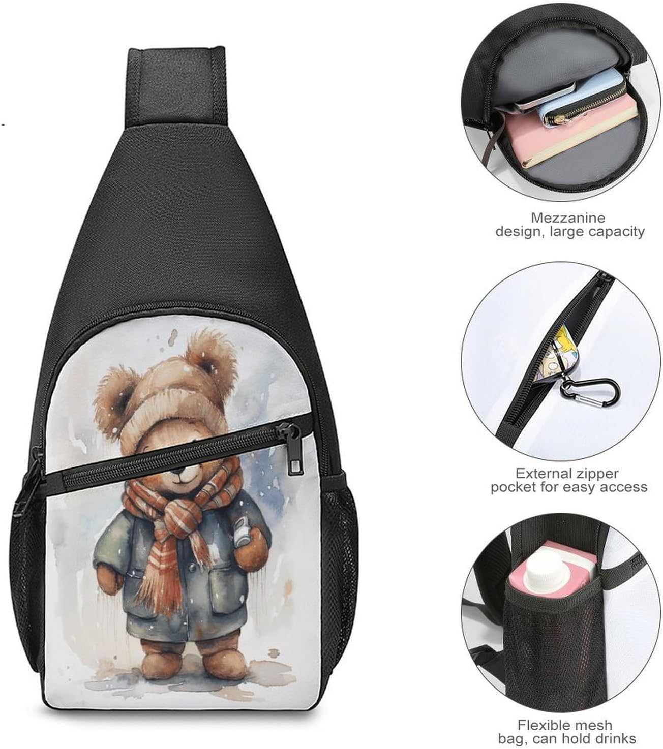 Bear with Scarf Crossbody Bag Chest Bag