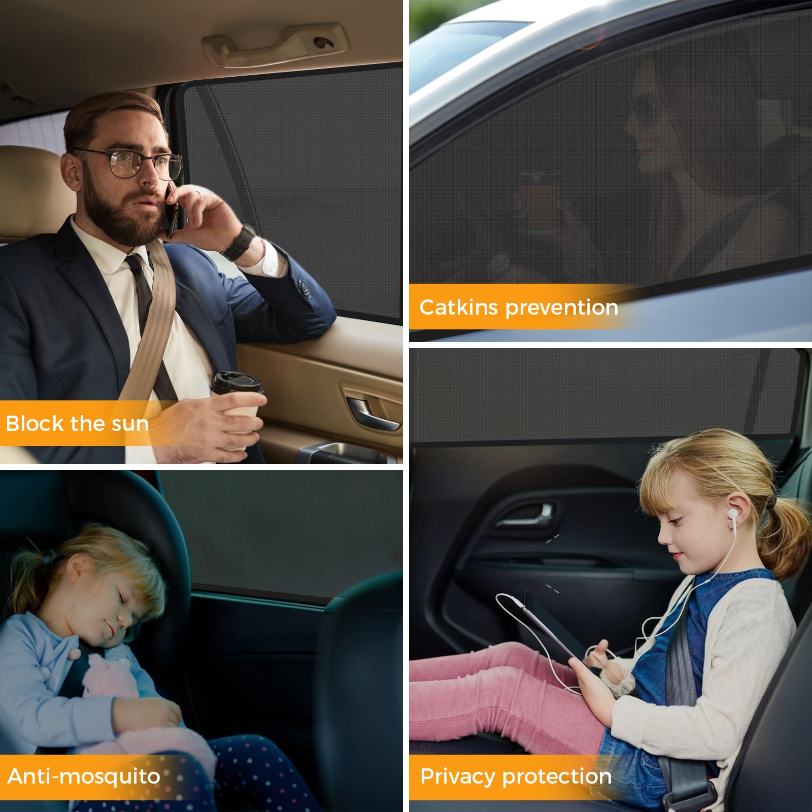 Car Window Shades for Baby (2 Pack) - Premium Stretchable & Breathable Car Sun Shade for Baby,Ultimate UV & Anti-Glare Protection Car Blinds for Children,Pets & Adults - Universal Fit for 98% Vehicles — view 6