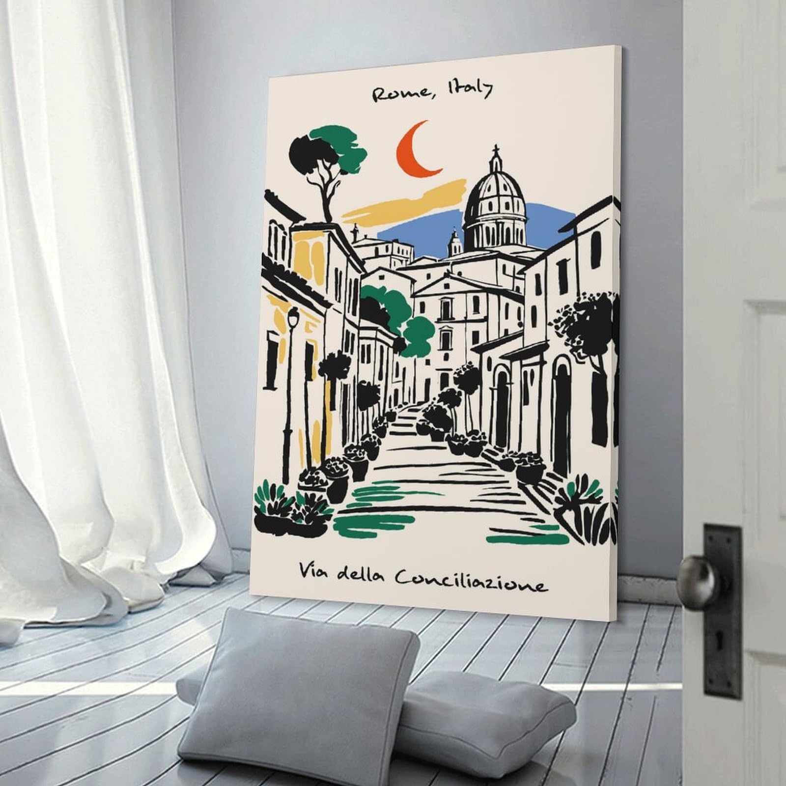 Junmoney Via Della Conciliazione, Rome Wall Picture Print 24x36inch(60x90cm), for Lounge Decor, Offices Or Entryway Styling, Versatile Wall Decor for Many Rooms
