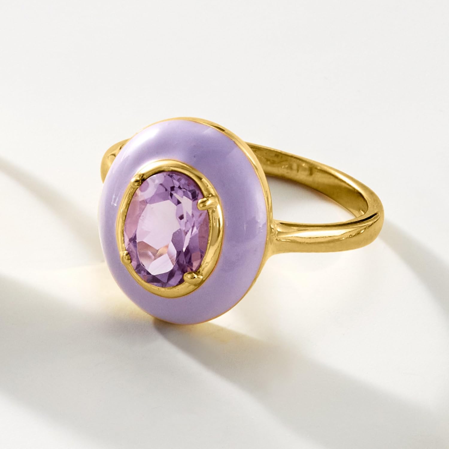 Ross-Simons 1.20 Carat Amethyst Ring With Pastel Purple Enamel in 18kt Gold Over Sterling