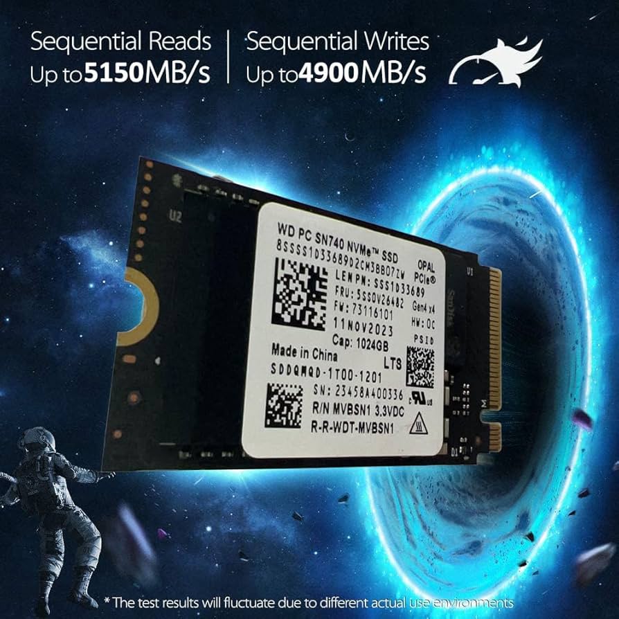 WD SN740 1TB M.2 NVMe PCIe Gen4 x4 SSD para Thinkpad ProBook